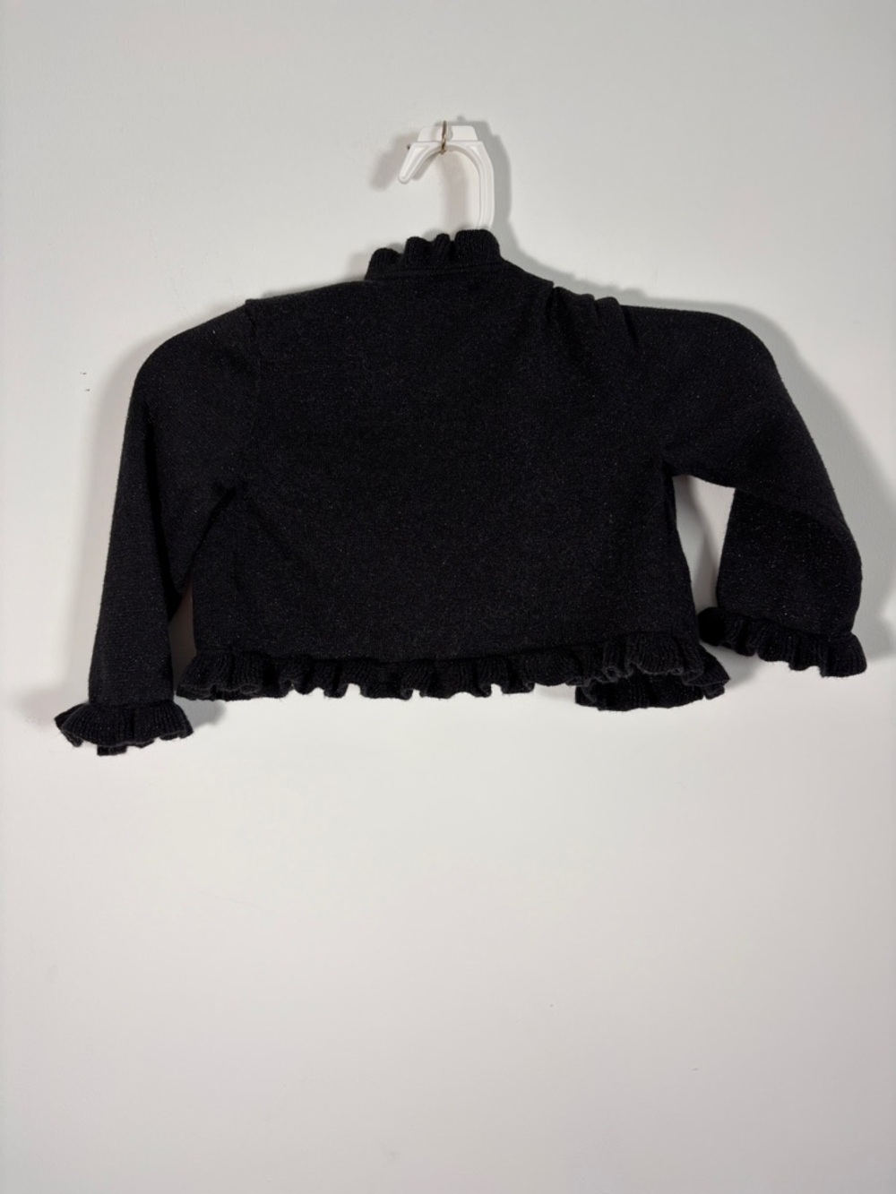 Lilly Pulitzer Black Shimmer Ruffle Cardigan Size S (4–5) Open Front Sweater - Picture 3 of 7